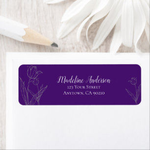 Deep Purple Tulip Silhouette   Return Address