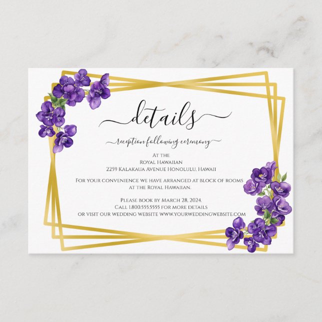 Deep Purple Violets Enclosure Card (Front)