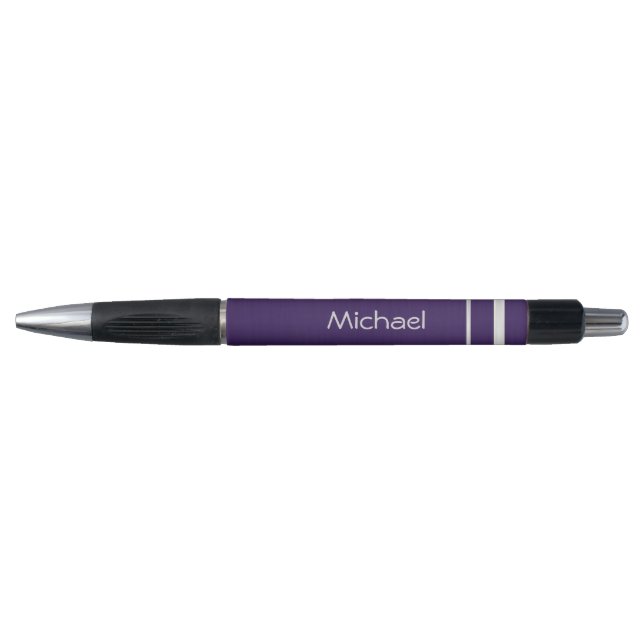 Deep Purple with Silver Stripes | Personalize Pen (Front)