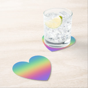 Deep Rainbow Gradient Heart Paper Coasters