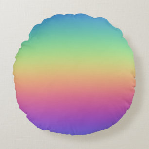 Deep Rainbow Gradient Round Pillow