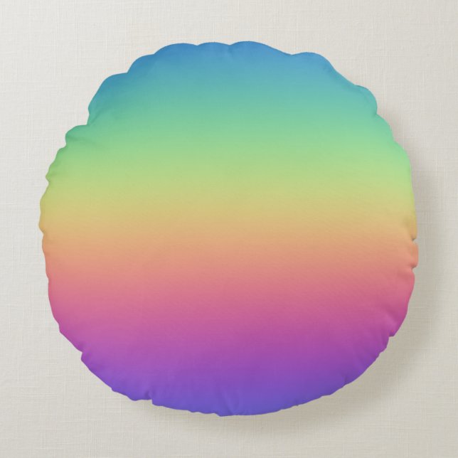 Deep Rainbow Gradient Round Pillow (Front)