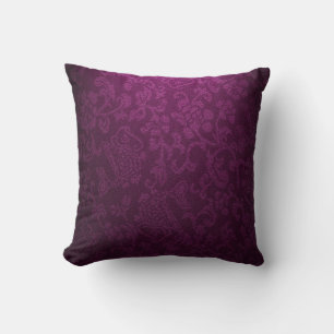 Deep raspberry red damask vintage nouveau chic throw pillow