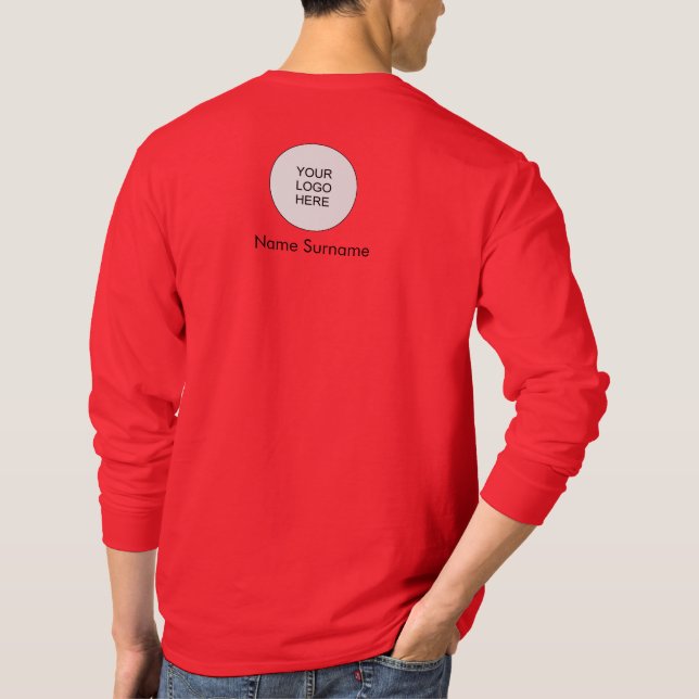 Deep Red Add Upload Logo Here Mens Modern T-Shirt (Back)