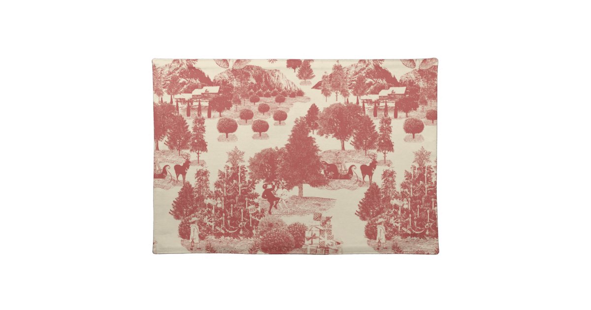 Deep Red and Cream Christmas Winter Wonderland Placemat Zazzle