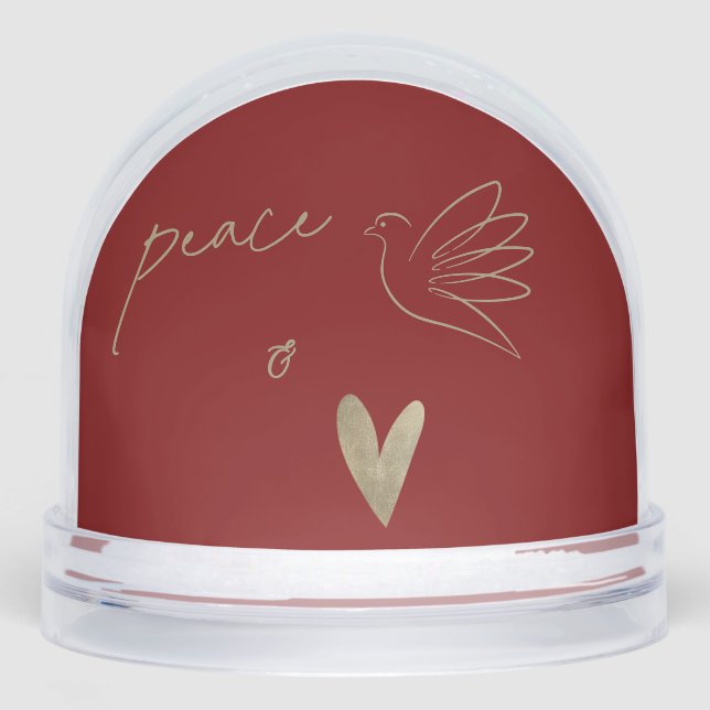 Deep Red and Gold Peace & Love Photo Christmas (Avant)