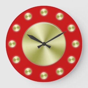Deep Red and Golds Elegant Wall Clock
