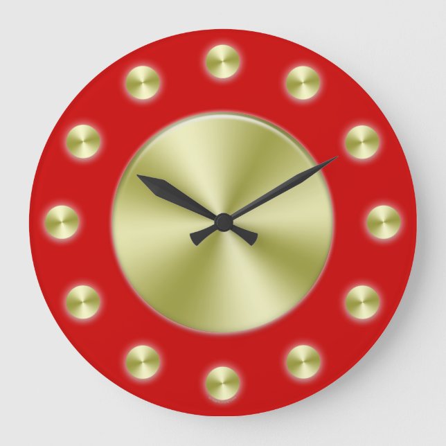 Deep Red and Golds Elegant Wall Clock (Front)