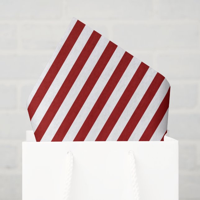 Deep Red and White Stripes Tissue Paper (Gift Bag)