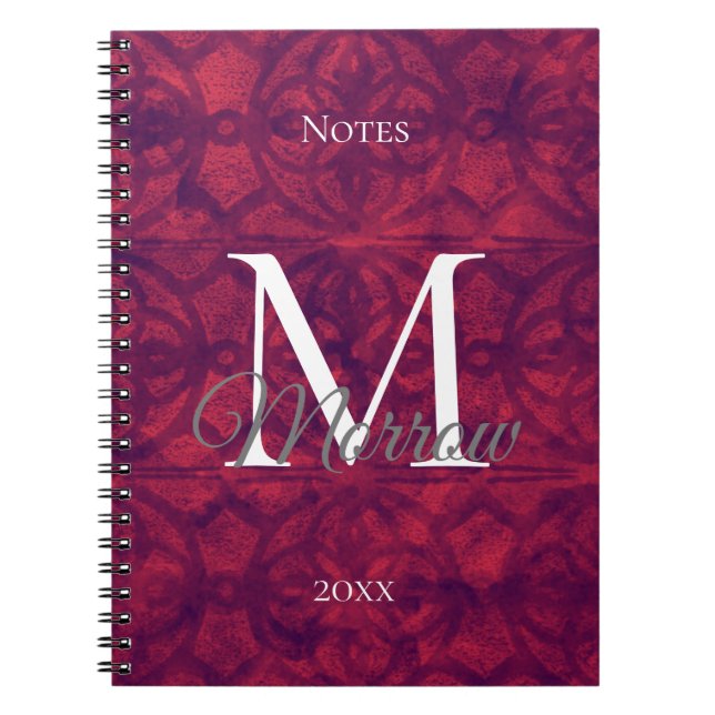  Deep Red Batik Name and Year  Notebook (Front)