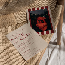 Deep Red Blue Whimsical Modern Photo Wedding