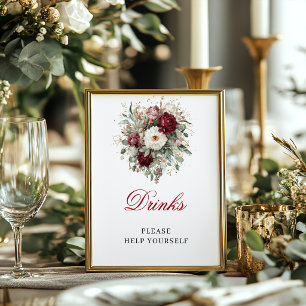 Deep Red Blush Burgundy Drinks Tabletop Decor