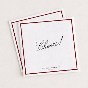 Deep Red Border Wedding Napkins