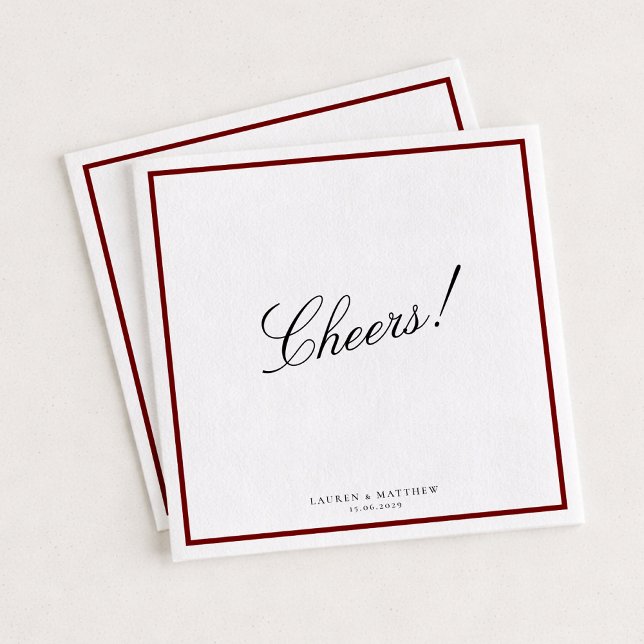 Deep Red Border Wedding Napkins (Creator Uploaded)