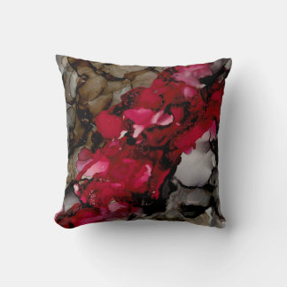 Deep Red, Brown, and Black Abstract Throw Pillow
