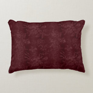 Deep Red Burgundy Floral Christmas Accent Pillow
