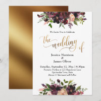 Deep Red Burgundy Floral Gold The Wedding of