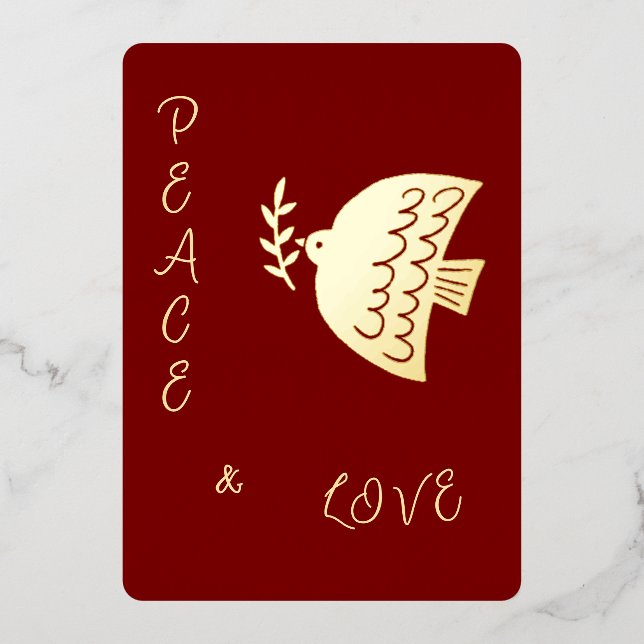 Deep Red, Butter Yellow & Gold Christmas  Foil Holiday Card (Front)