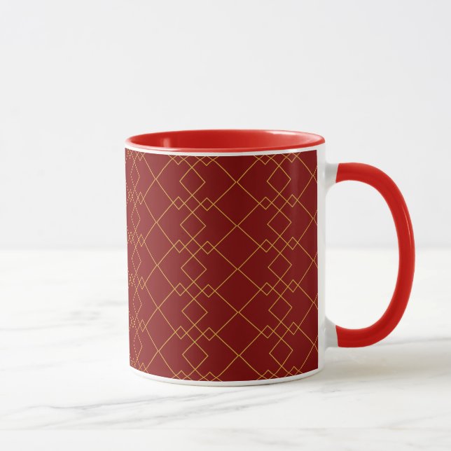 Deep Red Combo Mug Featuring Gold Box Design (Right)