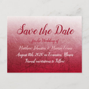 Deep Red Fade Bubbles  Save the Date Postcard