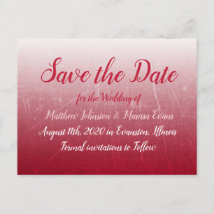Deep Red Fade Bubbles Save the Date Postcard