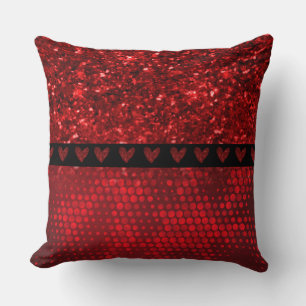 Deep Red Faux Glitter Lights Throw Pillow