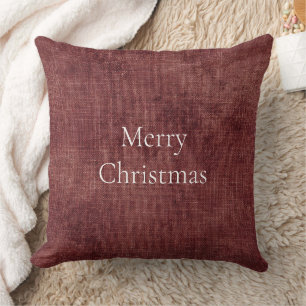 Deep Red Faux Linen (linen look) Throw Pillow