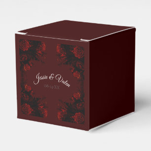 Deep Red Floral Elegant Gothic Wedding Favor Box