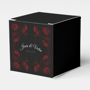 Deep Red Floral Elegant Gothic Wedding Favor Box