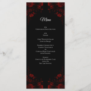 Deep Red Floral Elegant Gothic Wedding Menu