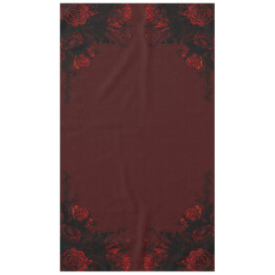 Deep Red Floral Elegant Gothic Wedding Tablecloth