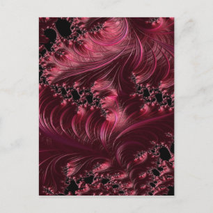 Deep Red Fractal Postcard