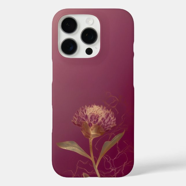 Deep Red Gold Botanical Flower Linework Case-Mate iPhone Case (Back)