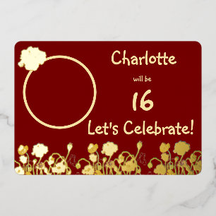 Deep Red & Gold Wild Poppy 16th Birthday