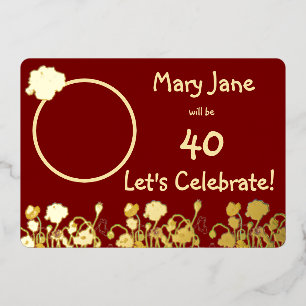 Deep Red & Gold Wild Poppy 40th Birthday