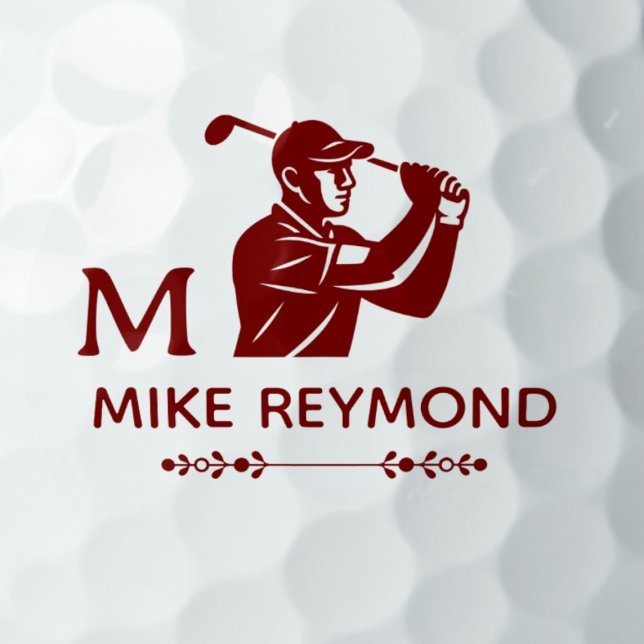 Deep Red Golfer Personalized Golf Balls (Creator Uploaded)