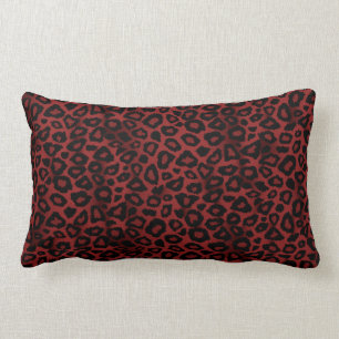 Deep Red Leopard Animal Designer Pattern Lumbar Pillow