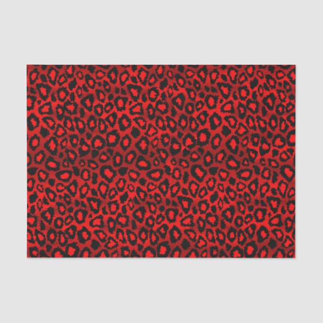 Deep Red Leopard Wild Cat Animal  Print Tissue Paper (Front)