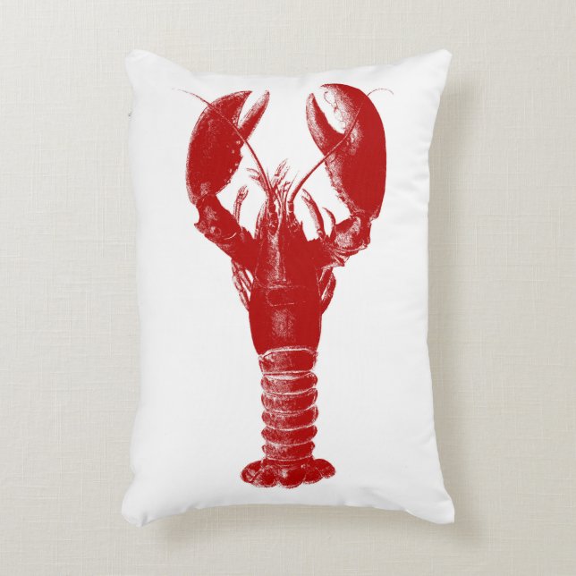 Deep Red Lobster on White Accent Pillow (Front(Vertical))