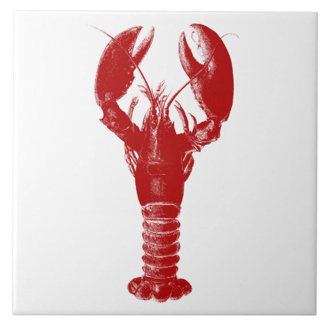 Deep Red Lobster on White Tile (Front)