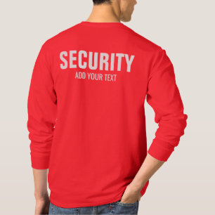 Deep Red Mens Double Sided Long Sleeve Security  T-Shirt