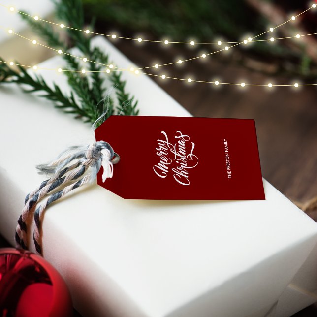 Deep Red Merry Christmas Gift Tags (Creator Uploaded)