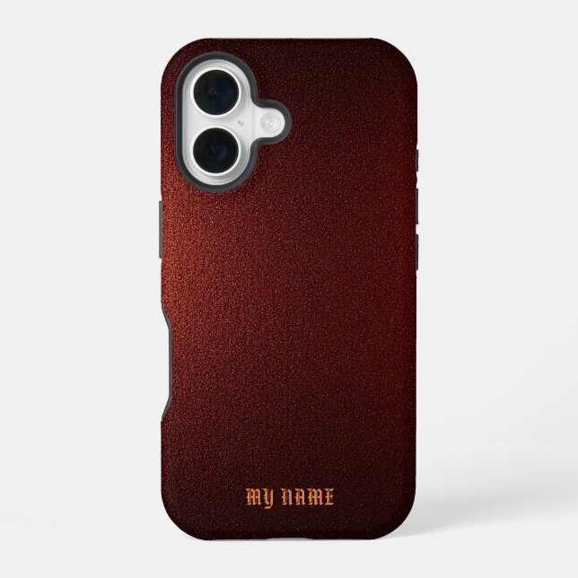 Deep Red Metallic Texture iPhone 16 Case (Back)