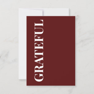Deep Red Minimal GRATEFUL Holiday Greeting Card