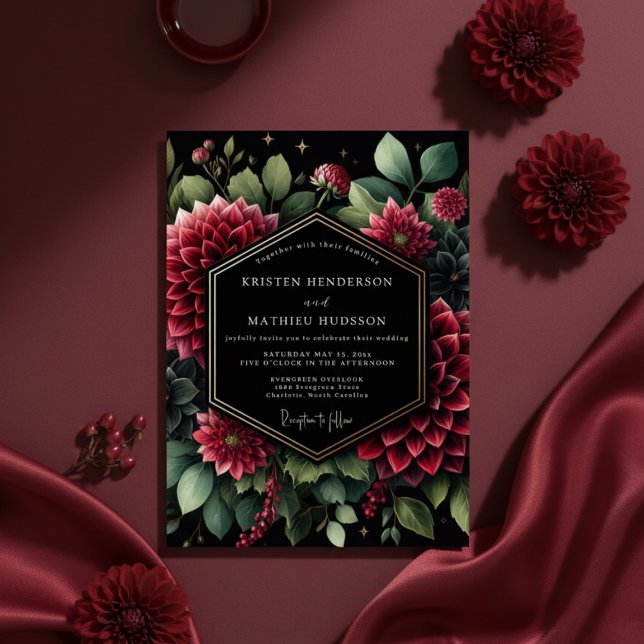 Deep Red Opulent Bloom Wedding Invitation (Creator Uploaded)