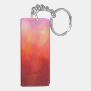 Deep Red Orange Yellow Watercolor Background Keychain