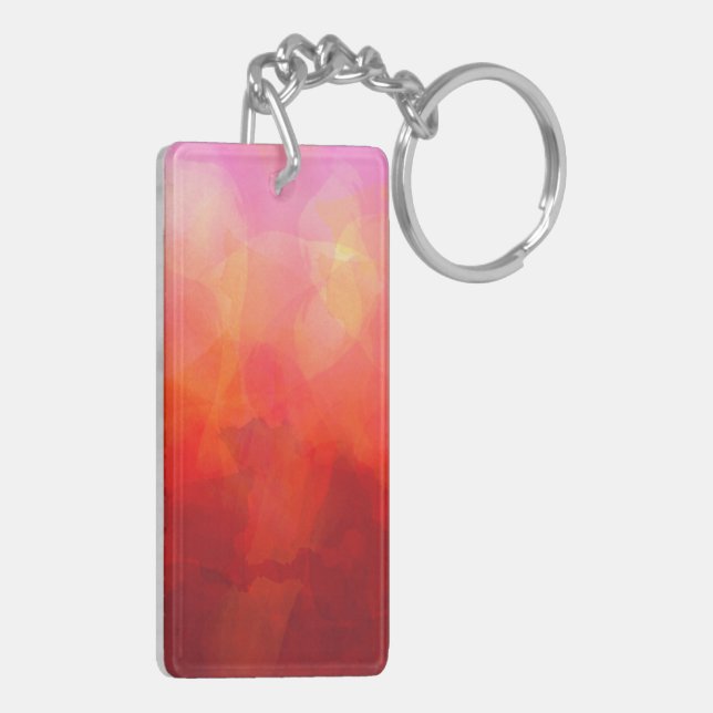 Deep Red Orange Yellow Watercolor Background Keychain (Back Left)