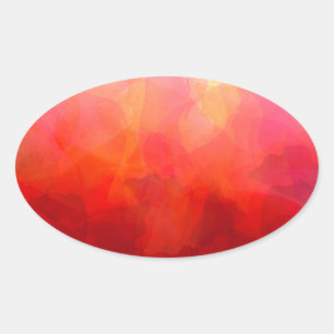 Deep Red Orange Yellow Watercolor Background Oval Sticker