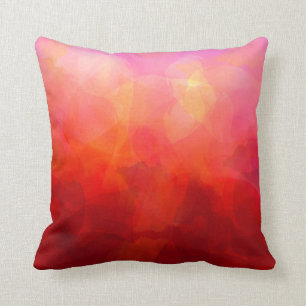 Deep Red Orange Yellow Watercolor Background Throw Pillow