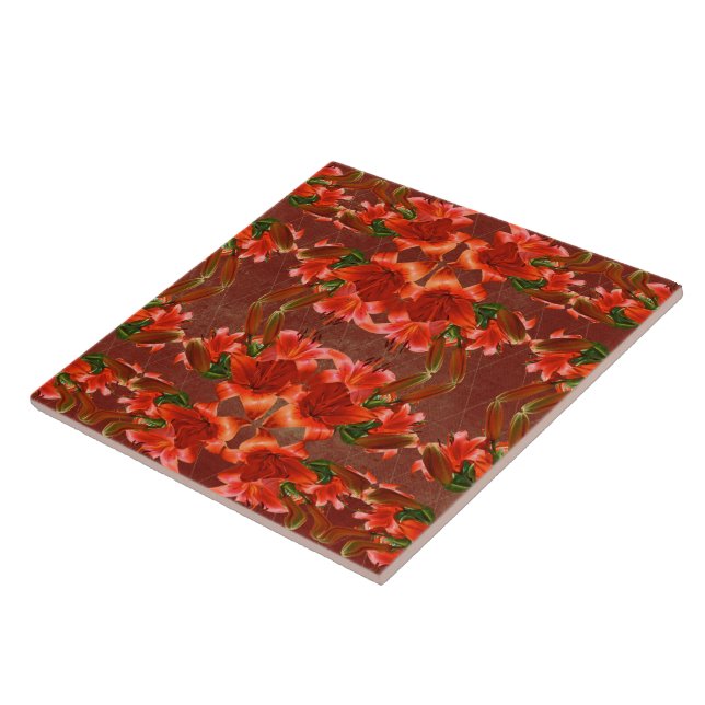Deep Red Oriental Lily - Enhanced Tile (Side)